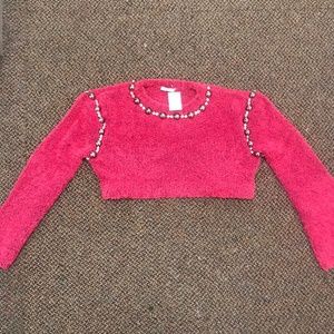 AREA NYC Crystal Dome Knit Pullover